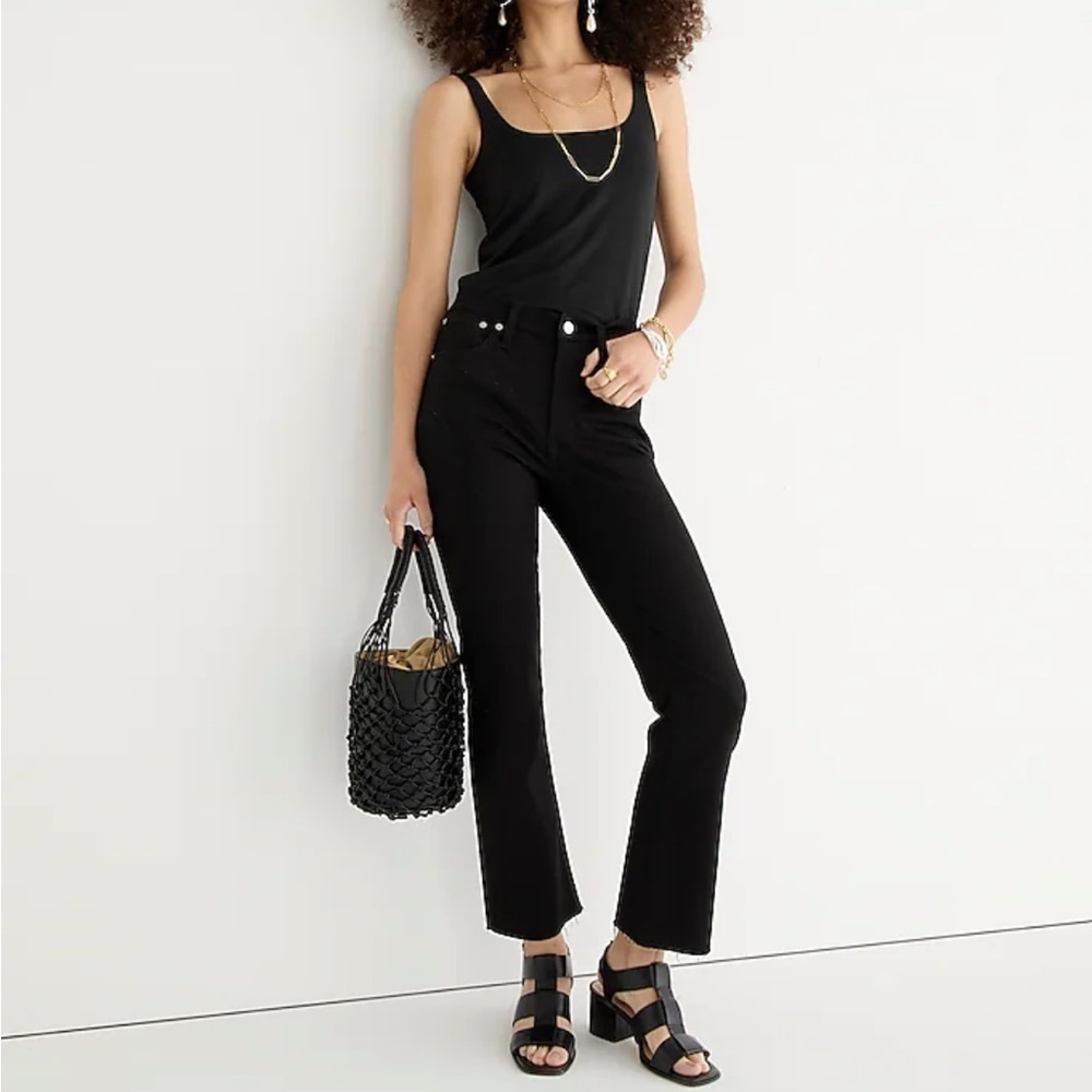 J. Crew 9" demi boot crop jean BK648 Stay Black wash 33